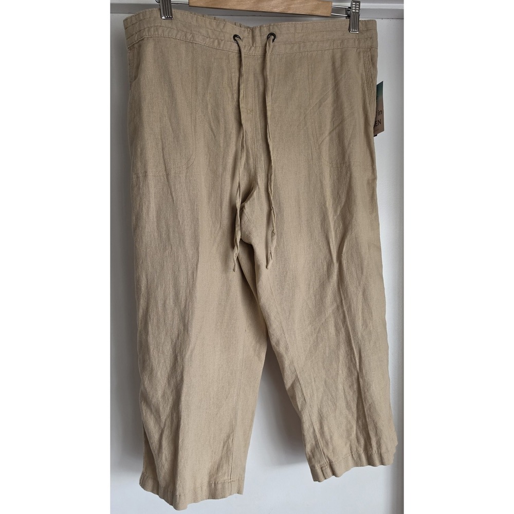 Per Se Women's‎ Linen Shorts Size L Khaki Bermuda 19in Inseam New with Tags